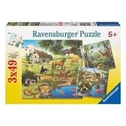 Ravensburger Puzzle Kinderpuzzle 3x49 Teile - Wald-/Zoo-/Haustiere, Puzzleteile