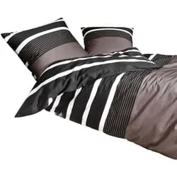 Janine Bettwäsche 2 teilig - J.D., Mako-Satin, Baumwolle, gestreift Braun / 155x220cm