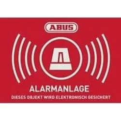 ABUS Warnschild ABUS AU1423 Warnaufkleber Alarmanlage Sprachen Deutsch (B x H) 74 mm rot|weiß