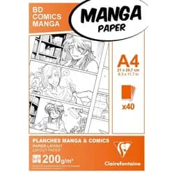 CLAIREFONTAINE Zeichenpapier Papier für Manga, Packung/Etui mit 40 Blatt A4 200g 94044C, Packung 210 cm x 11 cm | DIN A4