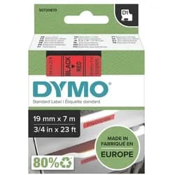DYMO D1 Schriftband 19mm schwarz auf rot