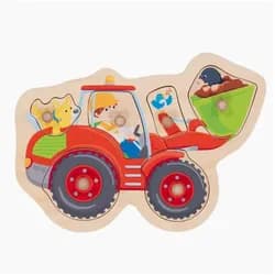 Gollnest & Kiesel Spiel Goki 57345 - Steckpuzzle Schaufelbagger, 6-teilig, Holz