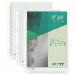 LEITZ Prospekthülle Maxi 4756, 5 Stück, genarbt, Format A4, Öffnung oben weiß