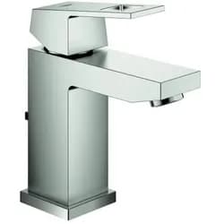 Grohe Eurocube Waschtischarmatur 23127DC0 supersteel, S-Size, mit Ablaufgarnitur, ohne Durchflussbegrenzer