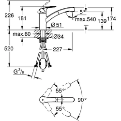 Grohe Eurosmart ausziehbare Einhand-Spueltischbatterie, 1/2