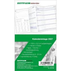 Taschenkalender ZETTLER Kalenderersatzeinlage TP 1M/2S Leporello 2027