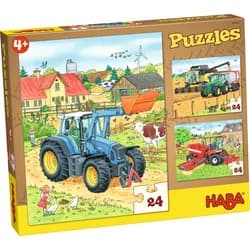 Haba Puzzle Traktor und Co., 24 Puzzleteile bunt
