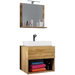 VCM Badmöbel Waschtisch Lendas Honig-Eiche H. 107 x B. 80 x T. 52 cm