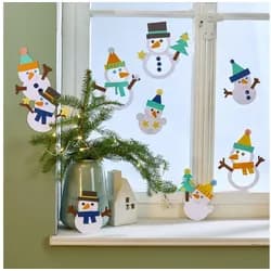 Spiel Bastelset - Fensterbild Schneemänner grün