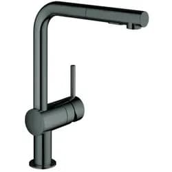 Grohe Minta Spültisch-Einhebelmischer 30274A00 hard graphite, herausziehbare Dual-Spülbrause, L-Auslauf