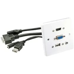 Lindy 60220, HDMI + VGA + USB A + 3.5mm, Weiß, Kunststoff, 86 mm, 86 mm - Weiß
