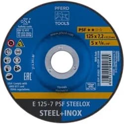 PFERD TOOLS Schruppscheibe E 125x7,2x22,23 mm Universallinie PSF STEELOX für Stahl/Edelstahl