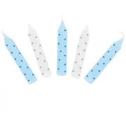 GOKI Geburtstagskerzen-Set blau & weiß gepunktet (10St)