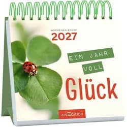arsEdition Verlag Wandkalender Mini-Wochenkalender Ein Jahr voll Glück 2027 grün