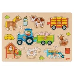 goki Puzzle goki Steckpuzzle Traktor mit Anhängern, Puzzleteile