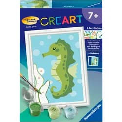Ravensburger Spiel CreArt, Malen nach Zahlen Kinder - Fröhliches Seepferdchen
