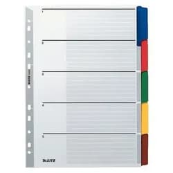 LEITZ Aktenordner Register A4 160g/qm Karton blanko 5-teilig grau
