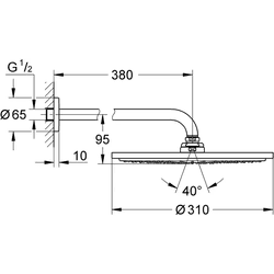 Grohe Kopfbrauseset Rainshower C 310 Br.Arm 38cm, m Durchflussbeg., chrom