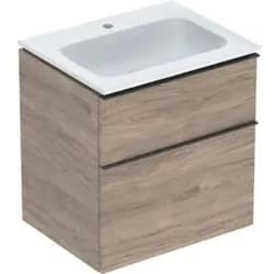 Geberit Möbel-Waschtischset iCon 60x63x48cm, we/KeraTe, nuss/Griff la. ma