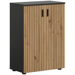 Ebuy24 Mone Badschrank 2 Türen Eiche Dekor, dunkelgrau.