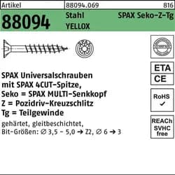 SPAX Senkkopf Kreuzschlitz Z - Teilgewinde YELLOX A2L PZ2 - 4x40 - 1000 Stk