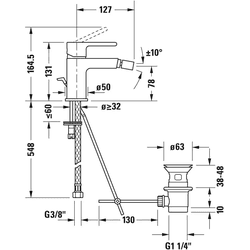 Duravit Bidet-Einhebelmischer B.2 Ausladung 127mm, chrom