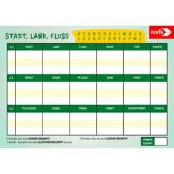 Noris Spiel Familienspiel Partyspiel Stadt, Land, Fluss Spielblock 606192091