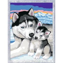 Ravensburger Malen nach Zahlen Husky Kuss bunt