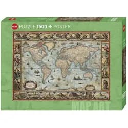 HEYE Puzzle HEYE Puzzle-Kartenkunst: Willem Blaeus Welt 1500 dlc, Puzzleteile