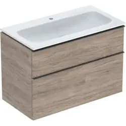 Geberit Möbel-Waschtischset iCon 90x63x48cm, we/KeraTe, nuss/Griff la. ma