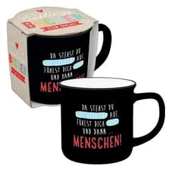 Sheepworld Tasse Tasse Lieblings-Becher Tee Kaffeetasse Geschenk Sheepworld MENSCHEN, Porzellan schwarz