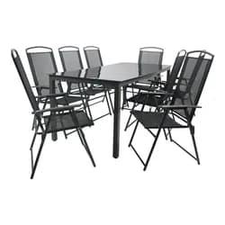 Gartenmöbel 9er-Set , schwarz , Maße (cm): B: 190 H: 76