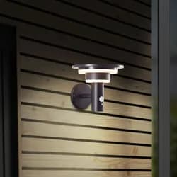 Brilliant LED Außen-Wandleuchte Garvina LED Außenwandleuchte , Solar , 430 lm , 3000 K , Edelstahl , schwarz