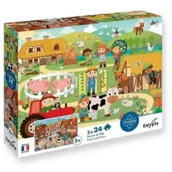 BrainBox Puzzle Bauernhof & Stadt 2x24 Teile Puzzle, 24 Puzzleteile