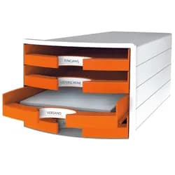 HAN Organizer Schubladenbox Impuls 1013-51 weiß/orange 4 Schubladen offen