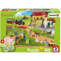 Schmidt Spiele Puzzle Schleich Farm World Bauernhof und Hofladen, 100 Puzzleteile bunt