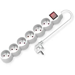 VALUE 6-fach Steckdosenleiste UTE mit Schalter, runde Dosen, weiß, 1,5 m