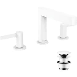 hansgrohe 3-Loch-Waschtischarmatur 110 Finoris mit Push-Open-Ablaufgarnitur, mattweiß