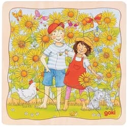 Gollnest & Kiesel Puzzle Goki 57324 - Schichtenpuzzle Sonnenblumenfeld, 3 Schichten, 35-teil..., Puzzleteile