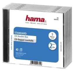 Hama CD Double Jewel Case Standard, Pack 5 2 Disks Transparent
