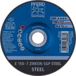 PFERD TOOLS Schruppscheibe E 150x7,2x22,23 mm ZIRKON Speziallinie SGP STEEL für Stahl