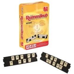 Jumbo Spiele Spiel Original Rummikub WORT Kompakt in Metalldose
