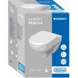 Geberit Renova Set Wand-WC mit WC-Sitz Rimfree, Tiefspüler, weiß