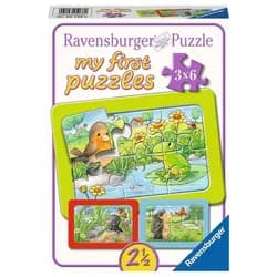 Ravensburger Puzzle Kinderpuzzle 3x6 Teile - Kleine Gartentiere, Puzzleteile