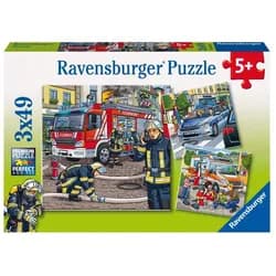 Ravensburger Puzzle Kinderpuzzle 3x49 Teile - Helfer in der Not, Puzzleteile