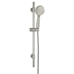 WENKO Brauseset Young Schwarz aus gebürstetem Edelstahl 1,9 x 66 cm - Silber