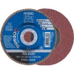 PFERD TOOLS POLIFAN Fächerscheibe PFF 125x22,23 mm flach A80 Leistungslinie SG STEELOX Stahl/Edelstahl