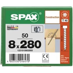 SPAX Zylinderkopf 8x280 T-STAR plus 4CUT Vollgewinde WIROX