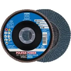 PFERD TOOLS POLIFAN POWER Fächerscheibe PFC 125x22,23 mm konisch Z40 SG STEELOX Stahl/Edelstahl (2)