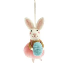 Rico Design Grußkarte Aufhänger Filz-Hase mit Osterei, 14 x 5 x 6,5cm weiß